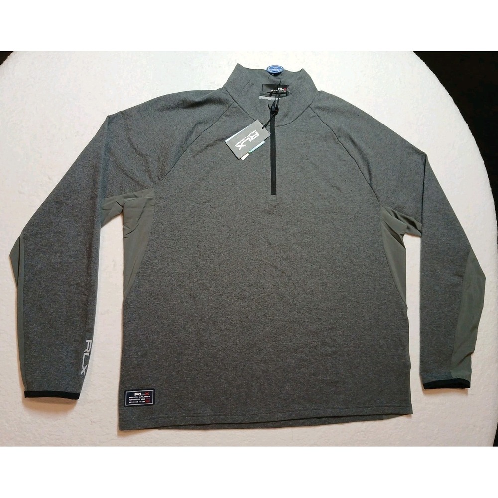 NWT RLX Ralph Lauren Golf Pullover Mens XL Techy Terry 1/4 Zip Grey Barclay